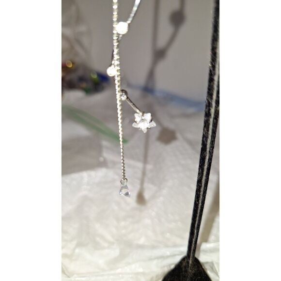 Elegant Rhinestone Long Dangle Women's Pierced Earrings Wavy Fairycore Runway - Picture 5 of 9